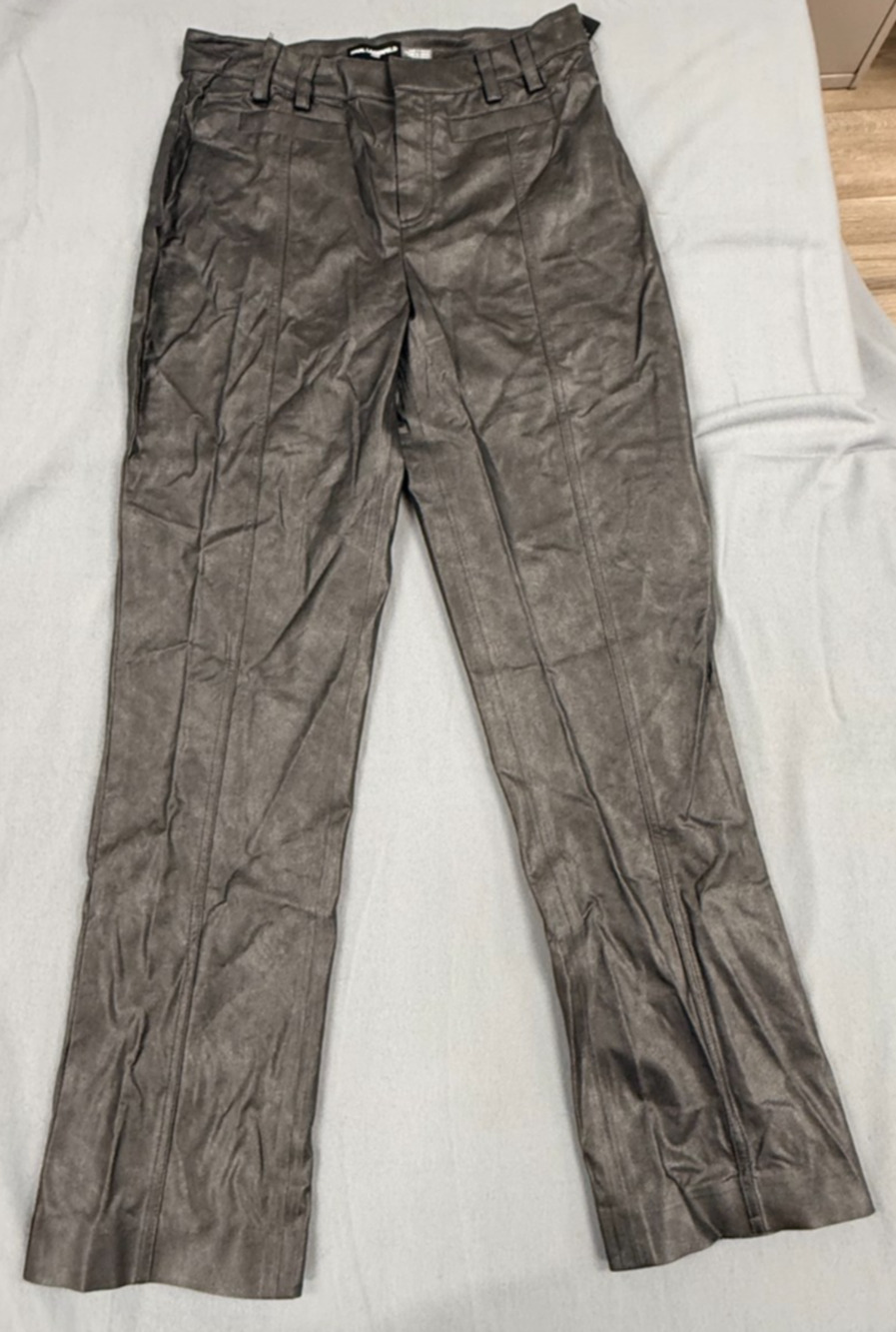 Karl Lagerfeld Paris Pants Womens 8 Brown Faux Leather Straight Modern Chic NWT